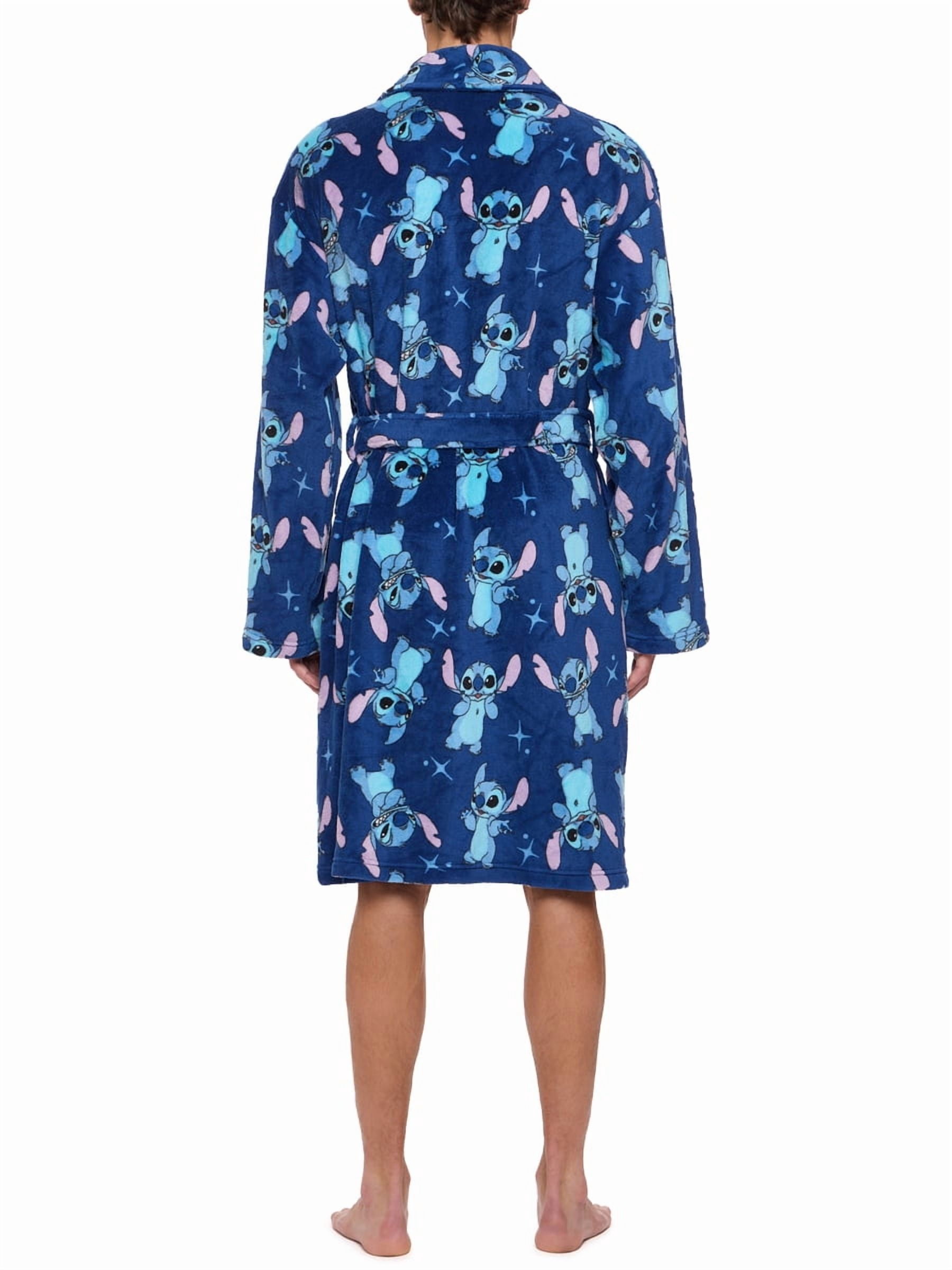 Lilo & Stitch Men's Plush Robe with Pockets and Tie Belt
