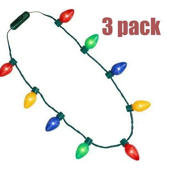 KOYPTL 3 Pcak Christmas Light Necklace,Colorful Christmas Accessories,9 LED Bulbs Light Up Xmas Necklace with 3 Flash Modes,Christmas Decorations for Xmas New Year Party Favor Supplies Accessories