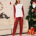 thumbnail image 2 of Zwiiyzr Matching Family Christmas Pajamas for Women Plaid Printed Round Neck Long Sleeve Top and Bottom Loungewear Jammies Sleepwear Wear Mommy White, 2 of 6