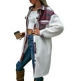 thumbnail image 3 of Seyurigaoka Women Juniors Long Wind Coat, Plaid Splicing Lapel Single-breasted Outerwear, 3 of 6