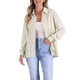 thumbnail image 1 of Camisa de solapa INSPIRE CHIC para mujer, blusa casual de manga larga con botones, color beige, talla M, 1 of 1