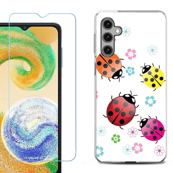 OneToughShield ® for Samsung Galaxy S23 FE Fan Edition, Shockproof Phone Case, with Tempered Glass Screen Protector - Ladybug