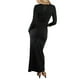 thumbnail image 4 of Jess por Meiko Vestido de Mujer de Manga Larga Cuello Cuadrado con Agujero para el Pulgar Cuerpo Ajustado Maxi Vestido M Negro, 4 of 6