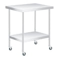 thumbnail image 1 of Bingirl Table de Préparation en Acier Inoxydable 36x24 Pouces avec Roues, Table de Travail Commerciale Robuste avec Tablette Inférieure Réglable pour Cuisine Commerciale et Restaurant, 1 of 5