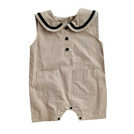 

JDEFEG 3 Month Winter Boy Clothes Baby Boys Girls Sleeveless Lapel Romper Bodysuit Outfit Clothes 18 Month Boy Pack Onesies for Baby Boy Cotton Beige 80