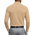 thumbnail image 4 of Domuza Golf Polo Shirts for Men Quick Dry Breathable Long Sleeve Collar Shirts Lightweight Business Casual Pullover Beige XL, 4 of 7