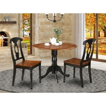 Antique Dining Set - Round Table & 2 Chairs - Black Cherry Finish - 42 Inch - HomeStock