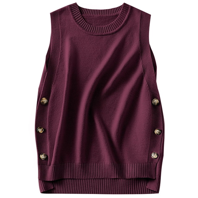 Chaleco tipo jersey ANRABESS de verano, sin mangas, punto acanalado, color burdeos