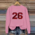 thumbnail image 2 of Chandail en Molleton Col Rond Femme Basique Automne Chandail avec Imprimé Lettre Col Rond Superposition Confort Rose m, 2 of 7