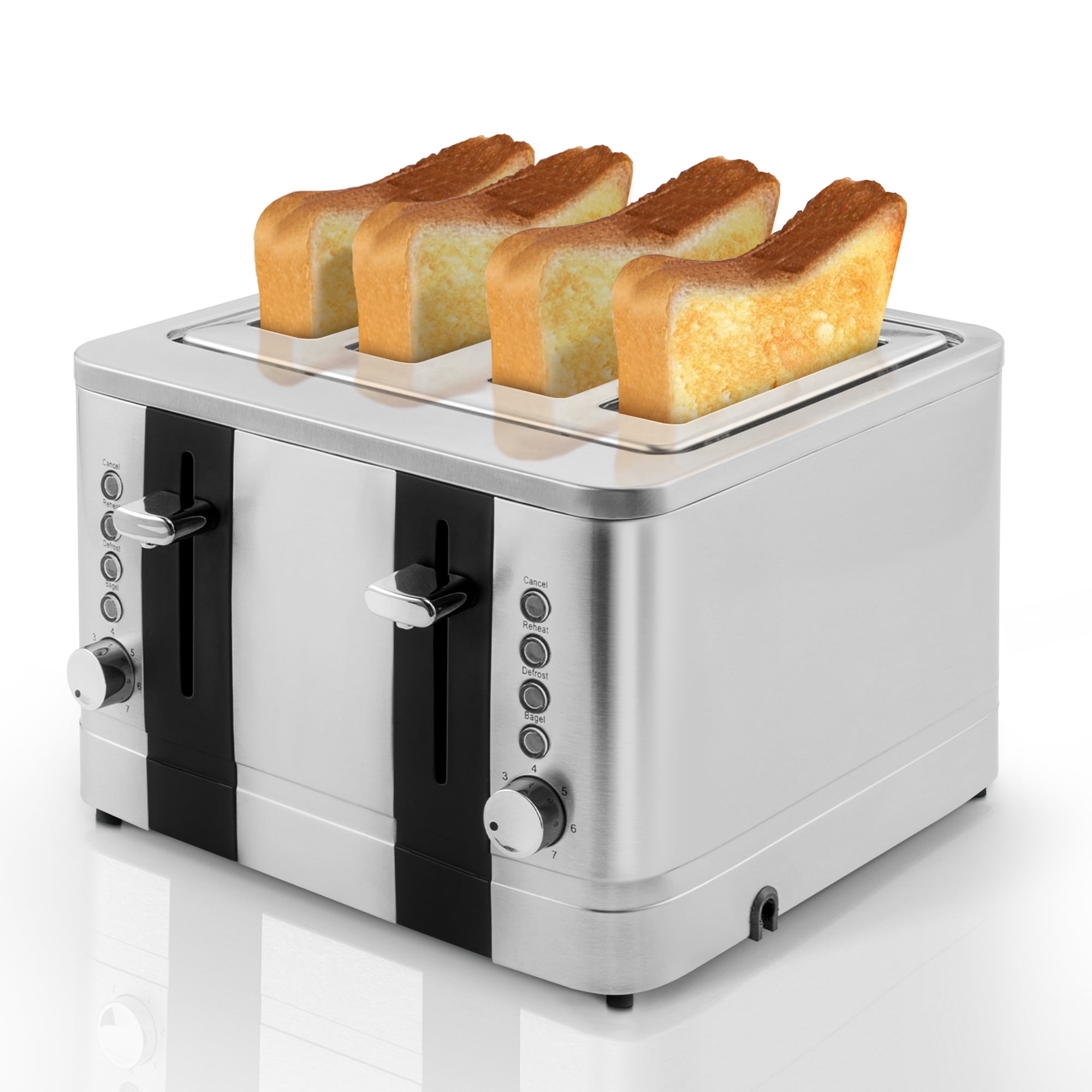 Home Shark 4 Slice Toaster, Stainless Steel Toaster with 7 Shade