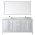thumbnail image 3 of Wyndham Collection Daria 72" Mirror Wood Double Bathroom Vanity in White/Gold, 3 of 5