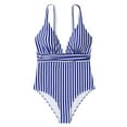 thumbnail image 4 of Fesfesfes Monokini for Women V Neck Swimsuit One-piece Swimsuit V-neck Backless Swimsuit Striped One-piece Swimsuit Bikini Under 10$, 4 of 7