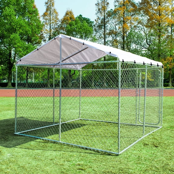 10'x10' Large Metal Chicken Coop Pet Dog Run House Shade Cage Backyard Playpen House Cage with Waterproof and Anti-Ultraviolet Cover for Outdoor Backyard Farm Use Poultry Cage