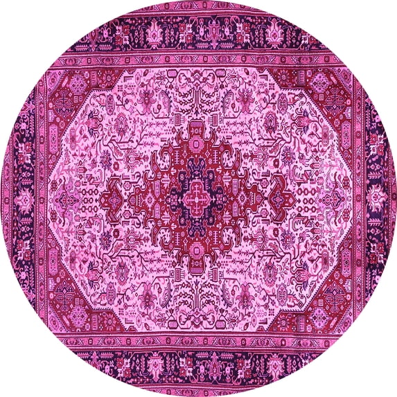 Ahgly Company Indoor Round Medallion Pink Traditional Area Rugs, 3' Round