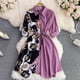 thumbnail image 4 of Vestido De Manga Larga Con Botones De Primavera Con Estampado Irregular Para Mujeres, 4 of 4