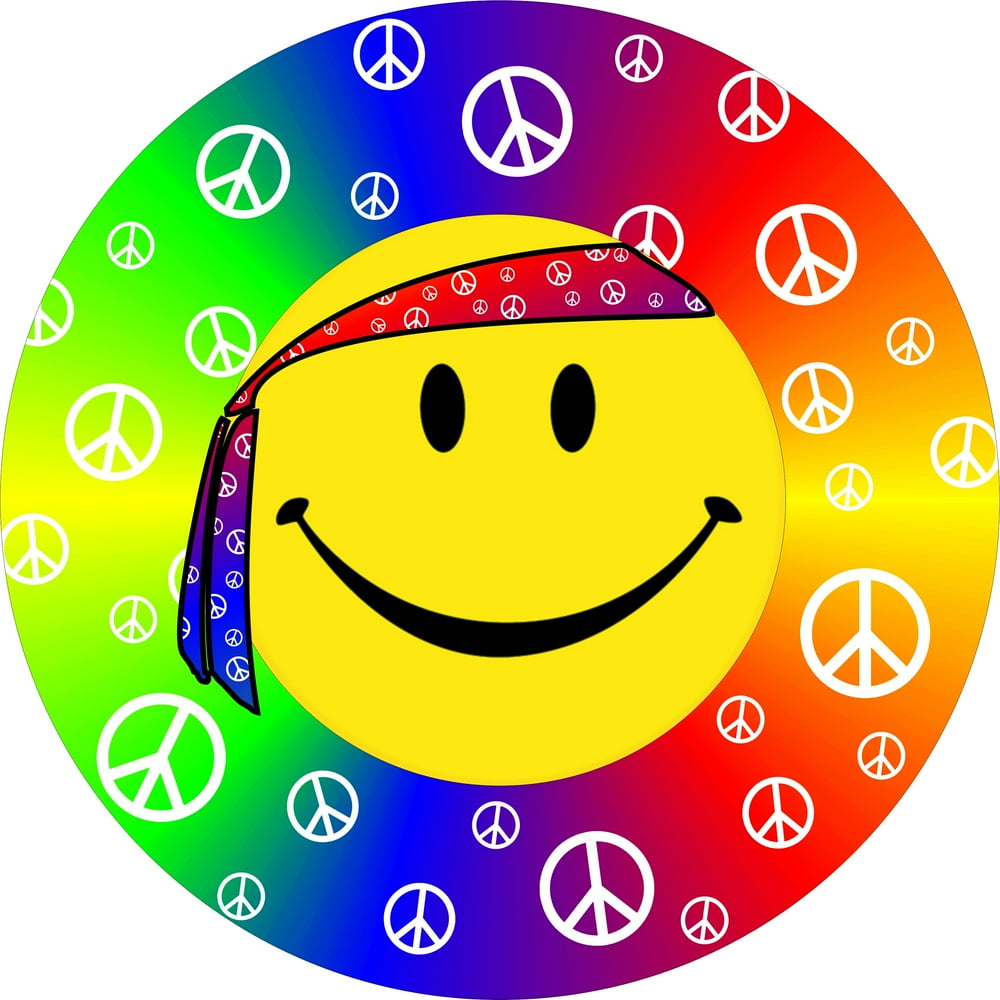 Tire Cover Central Smiley Peace Sign Vinyl Spare Tire Cover 205/75r14