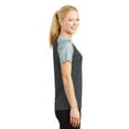 thumbnail image 3 of Sport-Tek Ladies CamoHex Colorblock Neck Tee-S (Iron Grey/ White), 3 of 6
