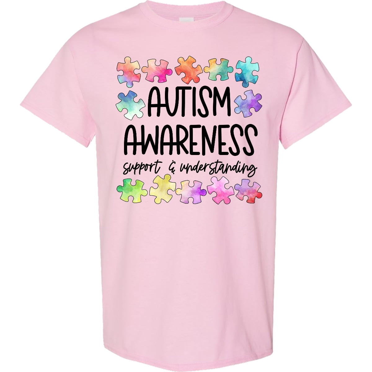 Inktastic Autism Awareness Support and Understanding Puzzle Pieces T-Shirt