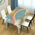 thumbnail image 4 of Yayeee Tablecloths 54" x 72" Rectangle Wrinkle Resistant Party Table Cover, Retro Beige Rainbow, 4 of 8