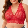 thumbnail image 3 of JGGSPWM Women's Plus Size Scoop Neck See-Through Lace Bralette Solid Thin Breathable Bra Red 5XL, 3 of 8