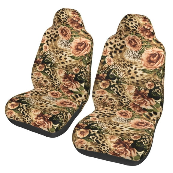Honeii Animal Leopard Print Car Seat Covers 2 Pieces, Full Set Universal Seat Covers for Cars, Waterproof Auto Seat Protectors