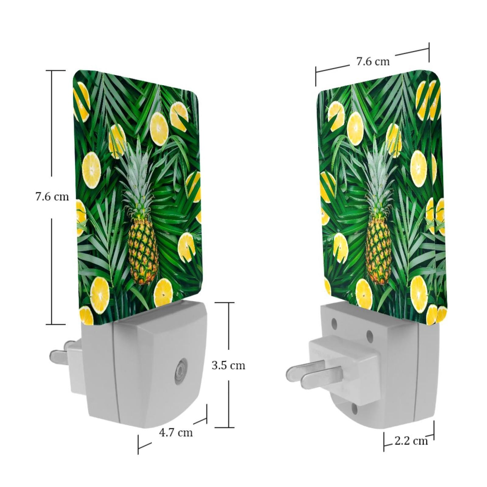 PhooArto Palm Leaves Pineapple Pattern Plug in LED Night Light Auto Sensor Dusk to Dawn Decorative Night for Bedroom, Bathroom, Kitchen, Hallway, Stairs, Baby's Room, Energy Saving