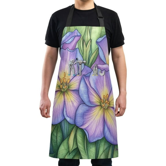 Kitchen Apron with 2 Pockets Adjustable waterproof Cooking Aprons for Women Men Chef Pencil Drawing Flower