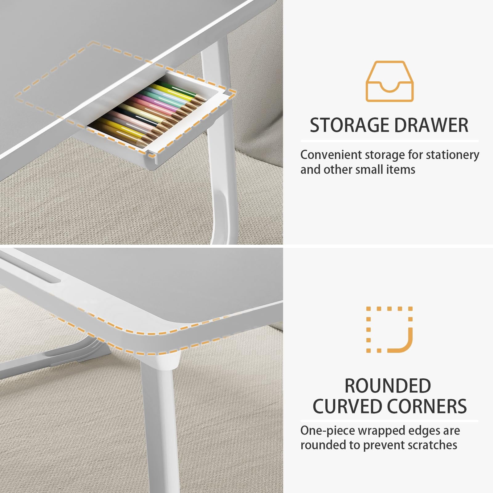 Extra Large 23 Inch Foldable Laptop Bed Desk With Storage Drawer & Bookstand  Portable Lap Tray Table For Sofa Couch Floor Multifunction Home Office