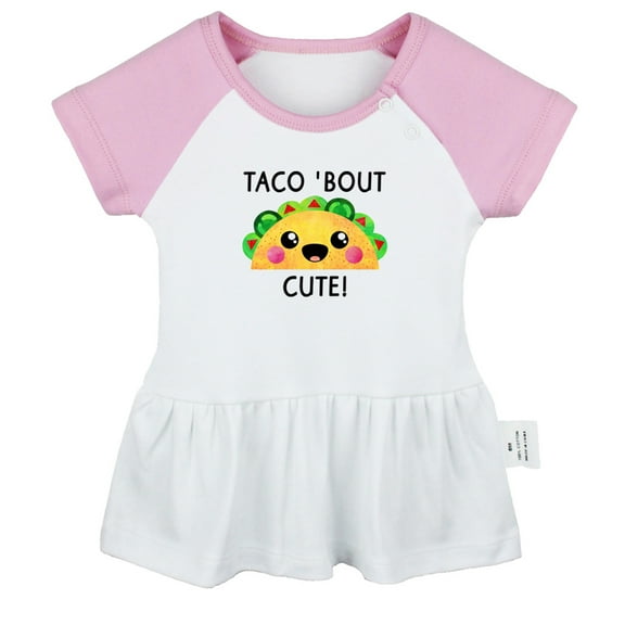 Taco' Bout Cute Novelty Dresses For Baby, Newborn Babies Skirts, Infant Princess Dress, 0-24M Kids Graphic Clothes (Pink Raglan Dresses, 0-6 Months)