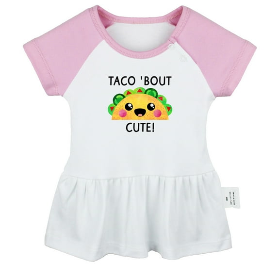 Taco' Bout Cute Novelty Dresses For Baby, Newborn Babies Skirts, Infant Princess Dress, 0-24M Kids Graphic Clothes (Pink Raglan Dresses, 6-12 Months)