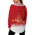 thumbnail image 3 of Christmas Women's Fashion Casual Raglan Long Sleeve Drawstring Jacket Vintage Button Hooded Jacket for Holiday Retro Style,Watermelon Red,XL, 3 of 4