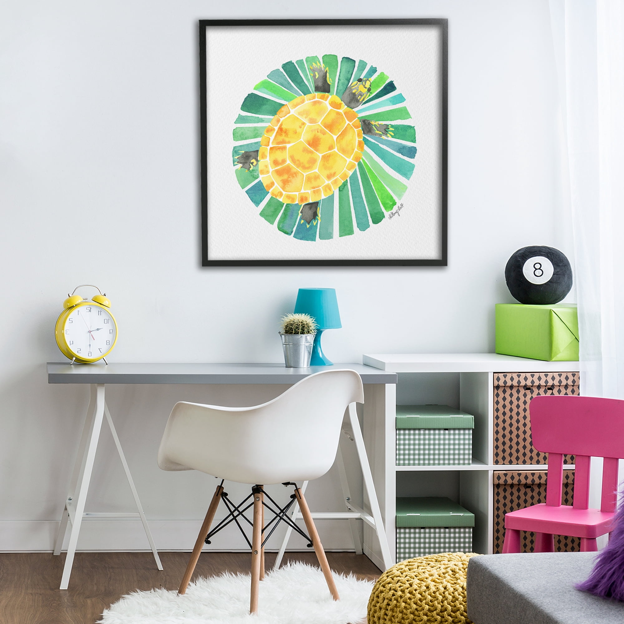 Stupell Industries Lotus Garden Turtle Black Framed Giclee Art, design by Hillary Holt
