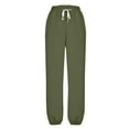 thumbnail image 4 of LEBONYARD Sweatpants for Women Wide Leg,Womens Pants Clearance Plus Size,Women's Fashion Casual Solid Elastic Waist Trousers Long Straight Pants Green XXL, 4 of 6