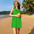 thumbnail image 3 of Fotbe Green Vestido de Verano sin Mangas para Mujer – Vestido Midi Línea A, Estilo Camiseta Floral, Vestido Playero Casual y Fluido, 3 of 7
