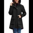 thumbnail image 1 of Chaquetas Softshell Impermeables para Mujer, Abrigos Cálidos con Forro y Capucha, Chaqueta Impermeable Larga. Negro L, 1 of 10