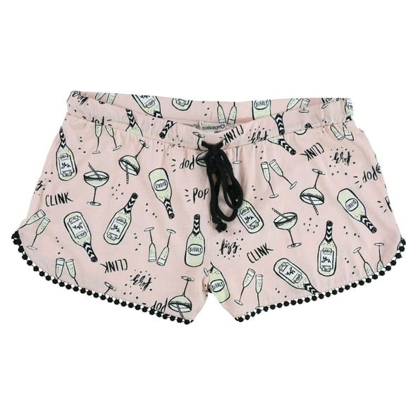 P.J. Salvage Womens Pop Clink Fizz Pajama Shorts, Pink, Medium