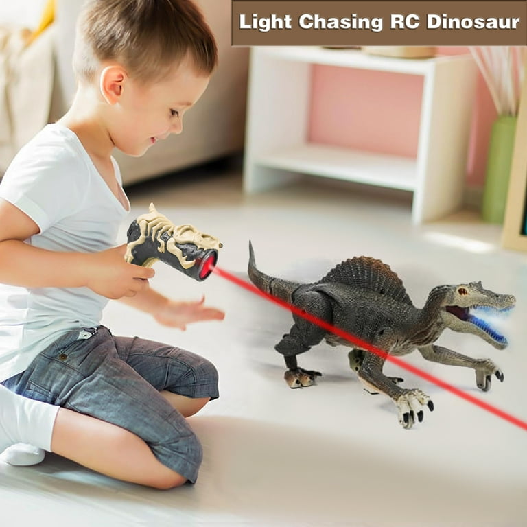 Richgv Remote Light Control Dinosaur Toys for Boys Upgraded Remote Control Dinosaur with Spray Sound Walking RC Robot Dinosaur Toys Christmas Gift