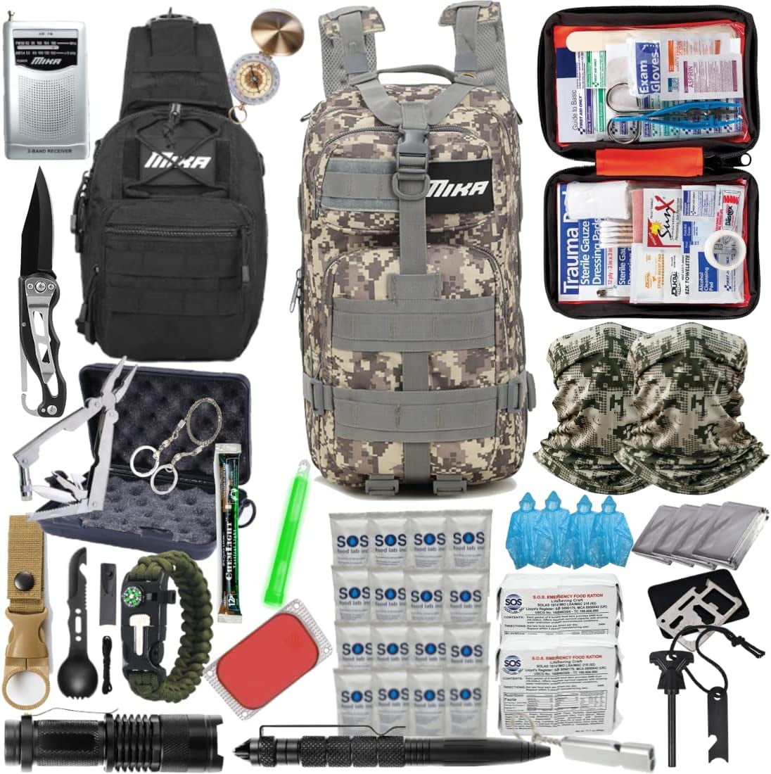 72 Hour 2 Person Emergency Survival Bug Out Bag Camping Kit Backpack New 