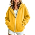 thumbnail image 2 of WQNVRNR Girls Zip up Hoodie- Loose Casual Warm Long Sleeve Kids Fall Sweatshirt Jackets Yellow Size 6, 2 of 9
