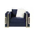 thumbnail image 2 of Benjara Chair with Fabric Upholstery and Metal Trim, Blue and Gold, 2 of 5