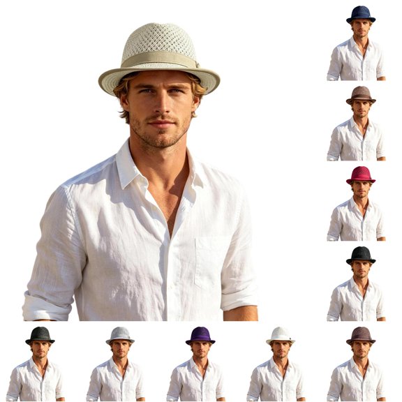 Gyujnb Outdoor Breathable Mesh Sun Hat English Style Jazz Hat Fashionable Beach Hat Sun Small Hat Version