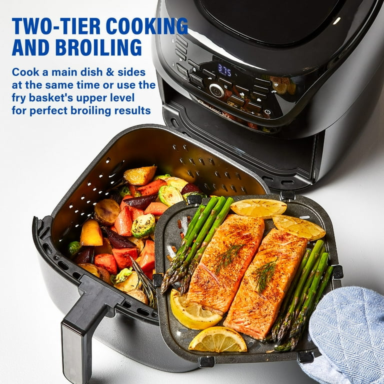 PowerXL Air Fryer Vortex - Multi Cooker with Roast, Bake, Food Dehydrator,  Reheat Non Stick Coated Basket, Cookbook (7 QT, Black)