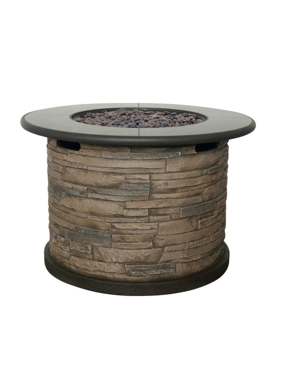 Bond Orchards Park 35" Round 50,000 BTU Faux Stone and Porcelain Fire Pit