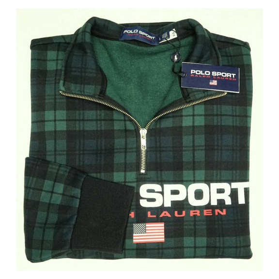 Polo Sport Ralph Lauren Long Sleeve 1/4 Zip Sweater Green Navy, XL