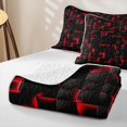 thumbnail image 4 of meiyoeat Red Checkered Grid Quilt Full For Boys,3D Modern Abstract Geometric Full Bedspread Sets For Kids,3 Pieces, 4 of 7