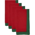thumbnail image 2 of Fennco Styles Two-Tone Hemstitch Cloth Napkins 20" W X 20" L, Set of 4 - Red Contrast Border Design Dinner Napkins for Everyday Use, Banquets, Family Gatherings and Special Events …, 2 of 4