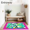 thumbnail image 3 of ODIKA 8'x10' Machine Washable Non-Slip Area Rug, Animated Penguin Gathering with Bright and Abstract Arctic High Traffic Rug, Pink, 726169, 3 of 7