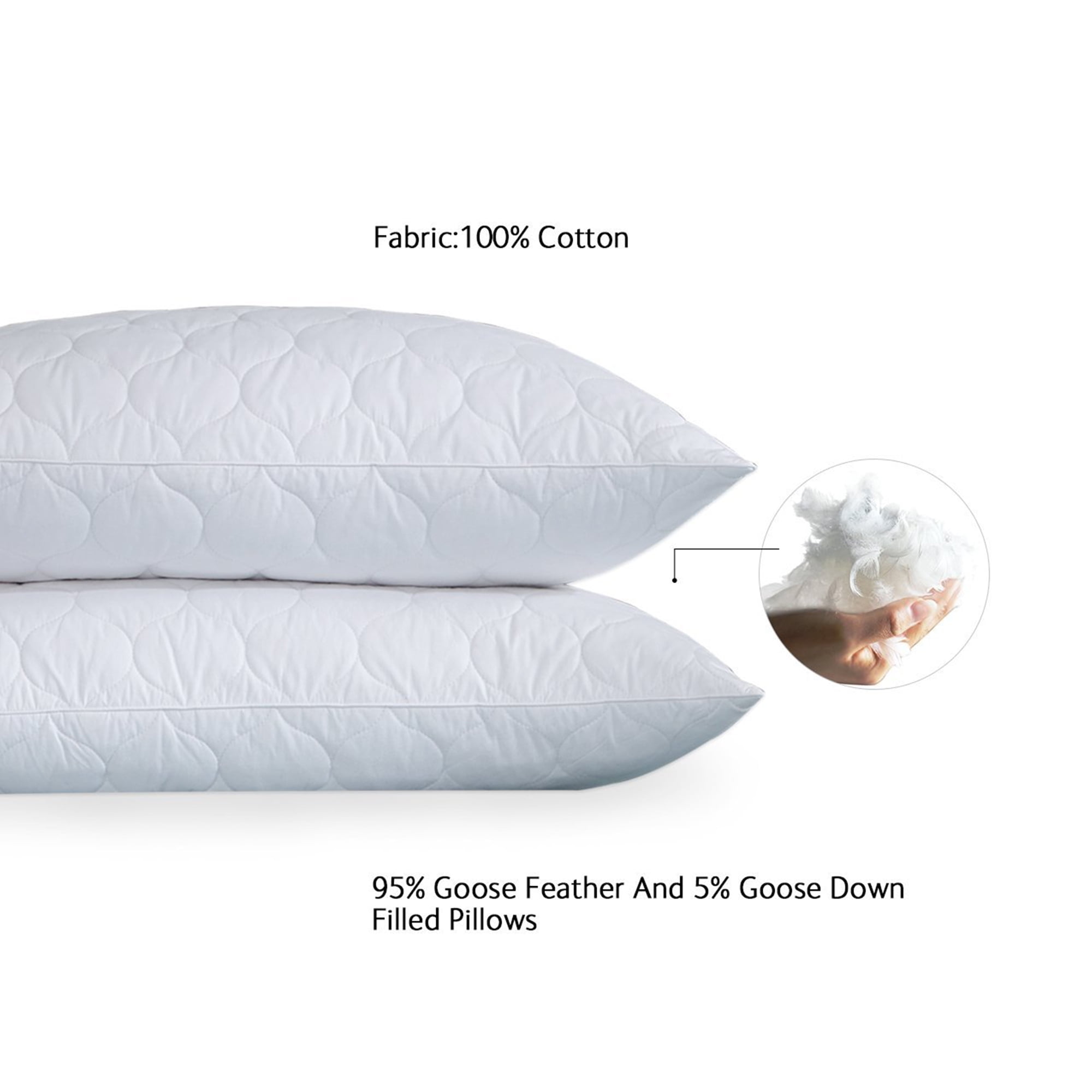 Peace Nest 2-pack Feather Throw Pillow Inserts Ultrasonic Quilting