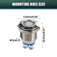 thumbnail image 3 of Unique Bargains 5 Pcs LED Indicator Light 12mm 12V Metal Shell Waterproof Pilot  Dash Signal Lamp Interior White, 3 of 6