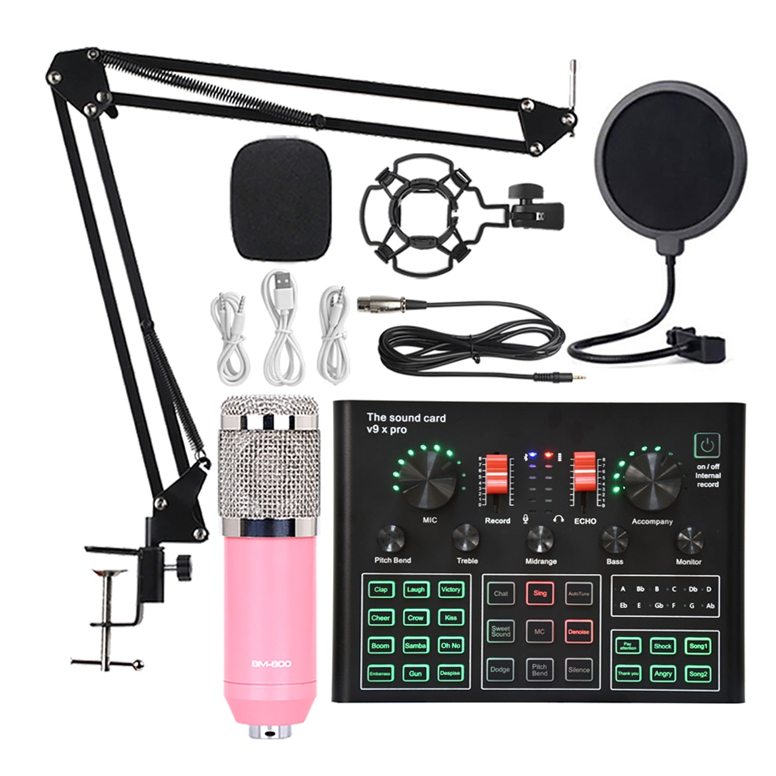 Bm 800 Microphone Sound Card Professional Studio Condenser Wireless Microphone For USB Gaming Singing MIC For PC Phone